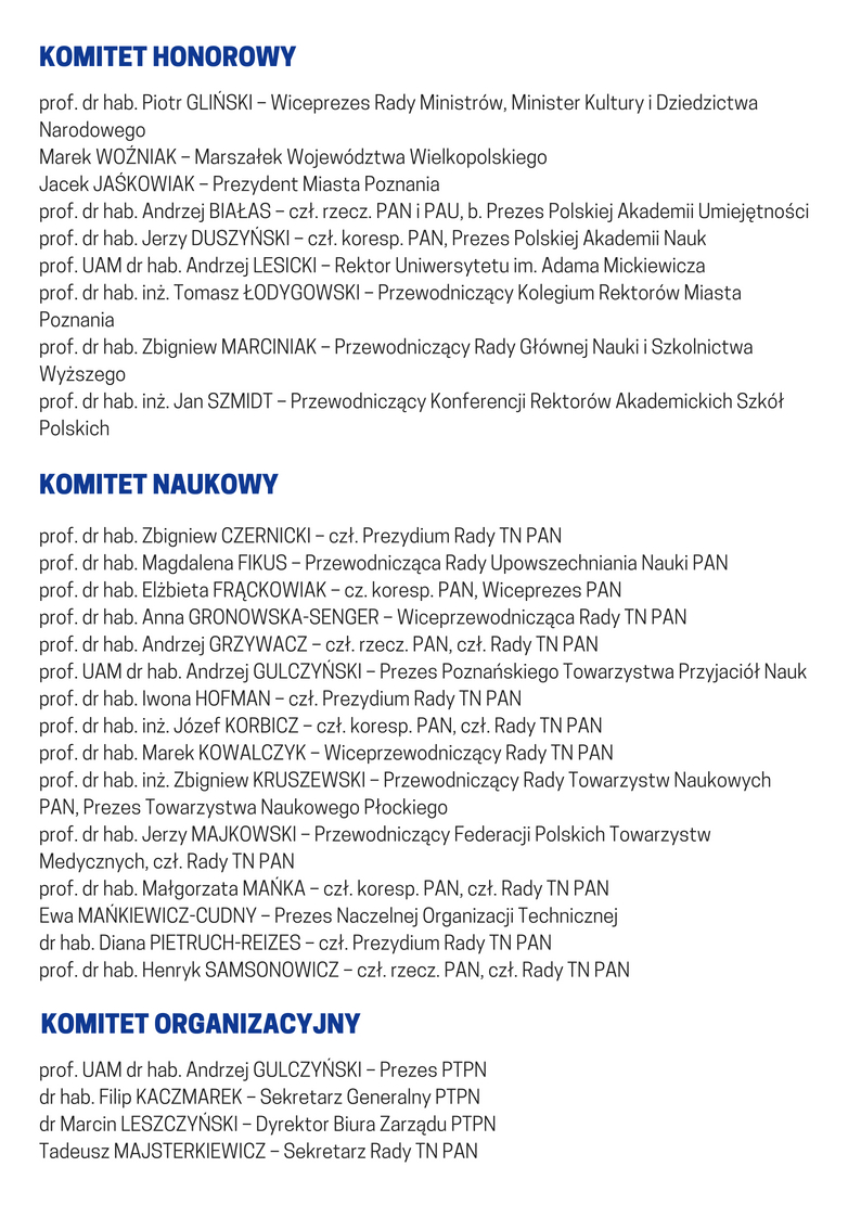 Komitety II Kongresu Towarzystw Naukowych