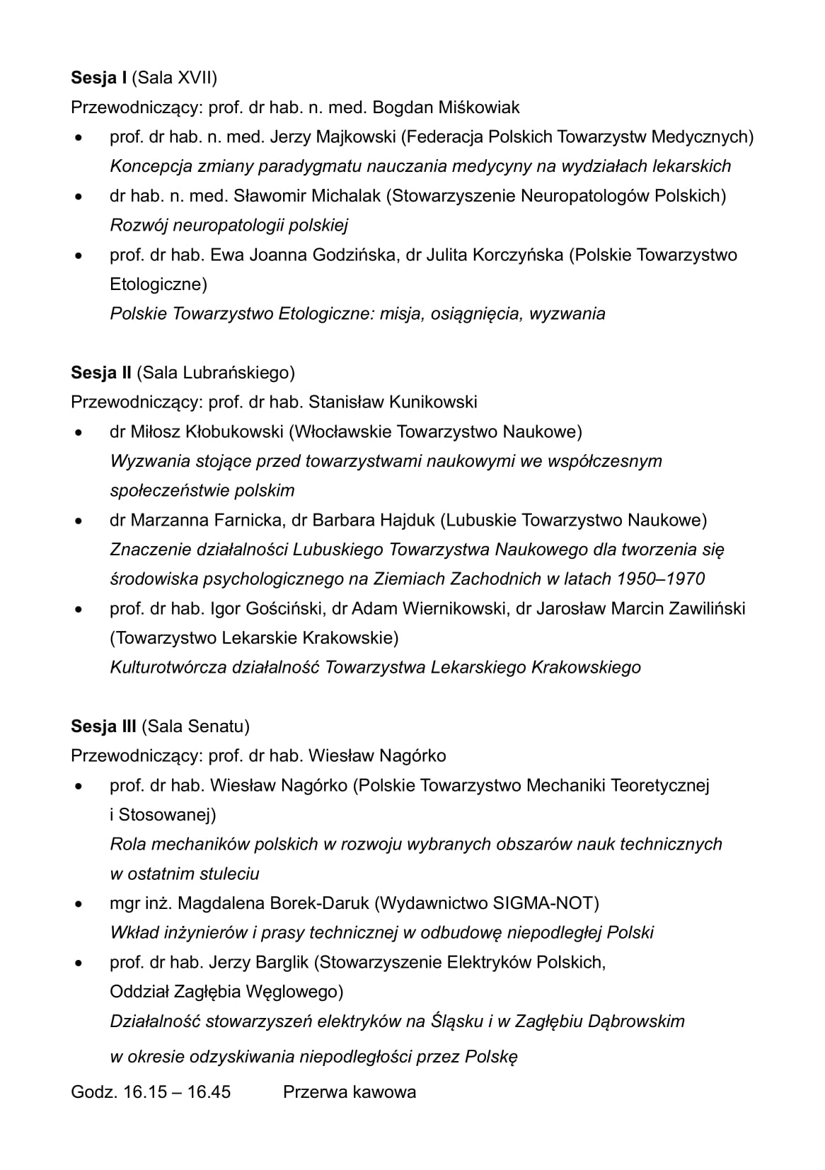 Program Kongresu, strona 3